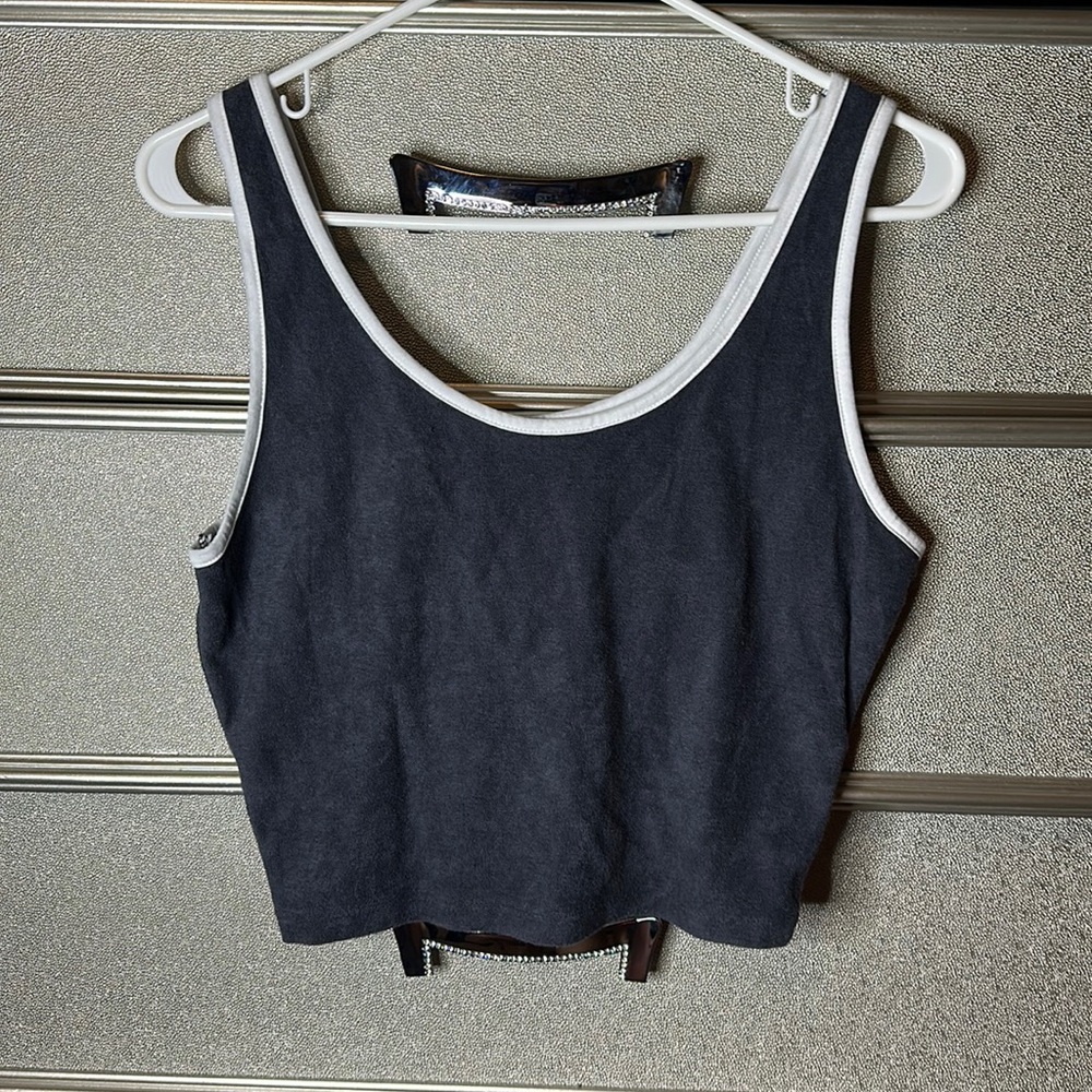 Grey and White Crop Top
